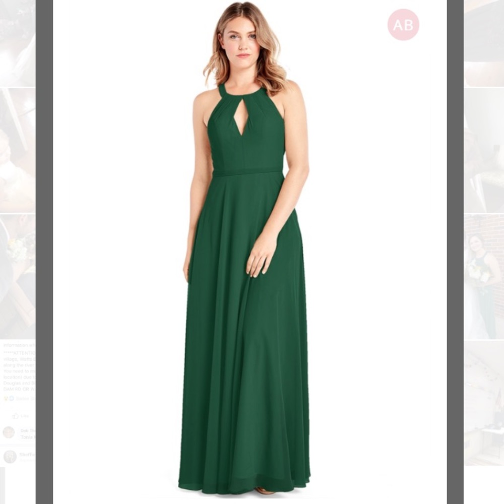 Azazie Colette dress size 6 dark green